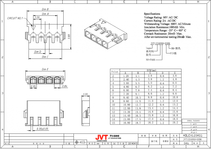 8 fil applicable plaqué or du noir de lancement du connecteur 1.2mm d'en-tête de carte PCB de Pin SMD 28#